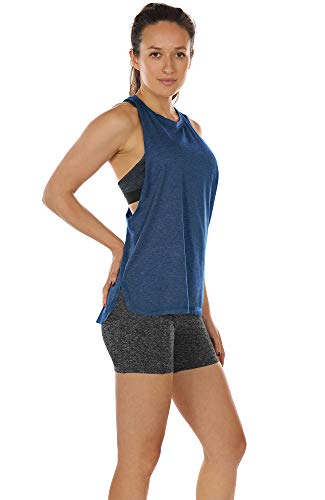 icyzone Sueltas y Ocio Camiseta de Fitness Deportiva de Tirantes para Mujer (S, Mezclilla)