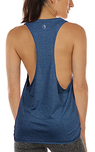 icyzone Sueltas y Ocio Camiseta de Fitness Deportiva de Tirantes para Mujer (S, Mezclilla)