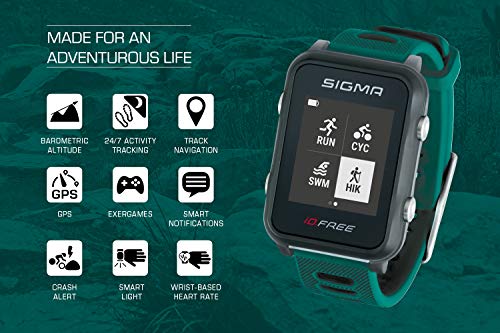 iD.FREE reloj multideportivo con GPS para el aire libre y navegación, notificaciones inteligentes, Geocaching, medición de pulso en la muñeca, a prueba de agua, incl. soporte para bicicleta