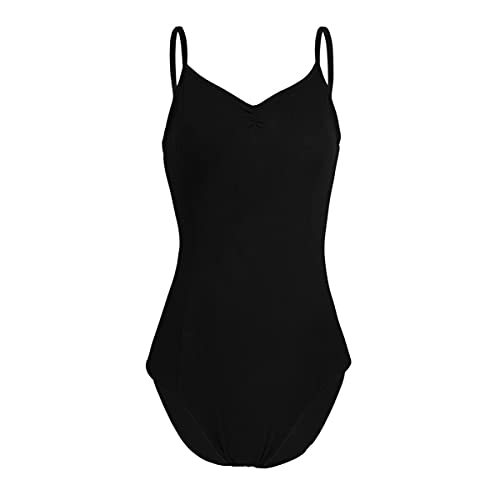 IEFIEL Maillot Tirante de Danza Ballet para Mujer Maillot Elástico de Gimnasia Ritmica Body Elegante de Danza Clásica Disfraz de Bailarina Bodysuit Jumpsuit Negro M