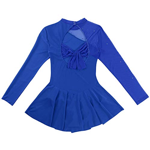 IEFIEL Vestido Patinaje sobre Hielo para Mujer Maillot de Danza Ballet Manga Larga Maillot con Falda Maillot de Gimnasia Ritmica Adulto S-XL Azul M