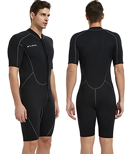 IFLOVE Man Monopiece Wetsuit 3 mm Traje de Neopreno de para Hombre, Manga Corta, Mono Pieza, Surf, Snorkel 3XL