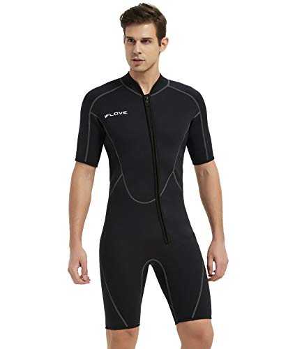 IFLOVE Man Monopiece Wetsuit 3 mm Traje de Neopreno de para Hombre, Manga Corta, Mono Pieza, Surf, Snorkel 3XL