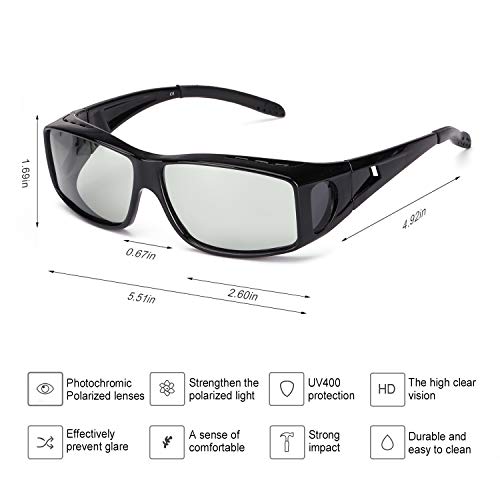 IGnaef Gafas De Sol Polarizadas Fotocromáticas Para Hombre Para Conducir Deporte Al Aire Libre con- Protección 100% UVA/UVB (Negro)