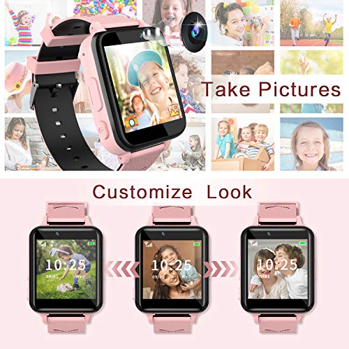 IGREEMAN Smartwatch para Niños, Reloj Inteligente para Niña y Niño Pantalla Táctil con Teléfono,Música, 14 Juegos, Cámara, Linterna, Alarma, Reloj Teléfono para Niños Regalo (Rosa)