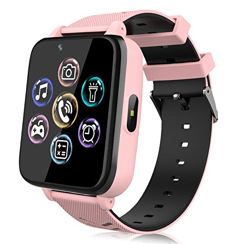 IGREEMAN Smartwatch para Niños, Reloj Inteligente para Niña y Niño Pantalla Táctil con Teléfono,Música, 14 Juegos, Cámara, Linterna, Alarma, Reloj Teléfono para Niños Regalo (Rosa)