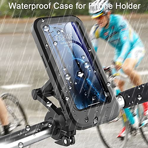 iitrust Soporte Móvil Moto Bici Impermeable, con Soporte Plegable, 360°Rotación Universal con Pantalla Táctil Sensible Anti Vibración Soporte Movil Bicicleta Montaña para 4.5-6.8" Móvil