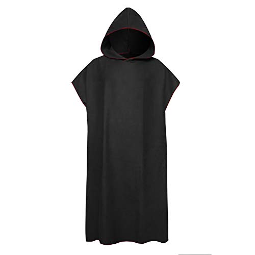 Ikaif Poncho De Toalla De Microfibra Cambiante, Adecuado para Surf, Natación, Reemplazo De Traje De Buceo, Secado Rápido Y Ligero, Talla única para Todos (Black)