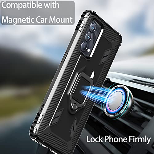 IMBZBK Funda para Realme GT Master Edition 5G, con 2 Protector Pantalla Cristal Templado, [Anillo Soporte de 360 Grados] [Cuatro Bolsas de Aire en Las Esquinas] Silicona Carcasa Fundas, Negro