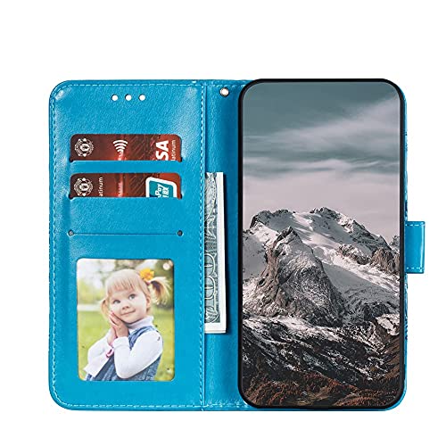 IMEIKONST Funda Compatible con OPPO A93 5G, Premium Cuero Estampado Magnetic Billetera Carcasa Vuelta Tapa Ranura Tarjeta Antichoque Protección Cubierta para OPPO A74 5G / A54 5G. Mandala Blue LD