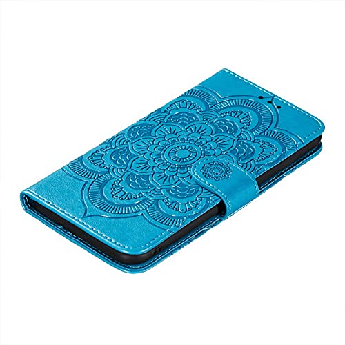 IMEIKONST Funda Compatible con OPPO A93 5G, Premium Cuero Estampado Magnetic Billetera Carcasa Vuelta Tapa Ranura Tarjeta Antichoque Protección Cubierta para OPPO A74 5G / A54 5G. Mandala Blue LD