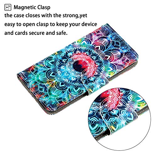 IMEIKONST Funda Compatible con Redmi Note 9, Patrón Caso Cubierta Billetera, Flip de Cuero PU Ranuras Tarjetas Funda Magnético Protección para Redmi Note 9. XC Mandala