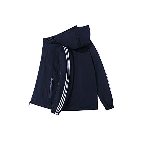 iMixCity Chaqueta cortavientos con capucha para mujeres y hombres Abrigo impermeable unisex transpirable de secado rápido al aire libre (XL, Hombres - Azul Marino)