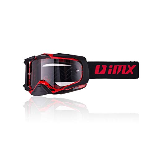 iMX Gafas DUST | Ahumado oscuro + visera transparente | Lente antivaho y antirrayas | Protección de nariz | Espuma de tres capas | Juego de dos viseras | Motocross Enduro MTB Downhill MX, talla única