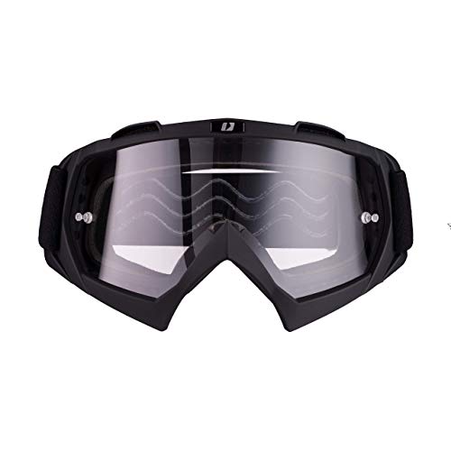 iMX Gafas Mud | Lente transparente | Correa con estampado de silicona | Espuma de tres capas | Incluye una lente | Motocross Enduro Mtb Downhill Freeride, Negro mate, one size