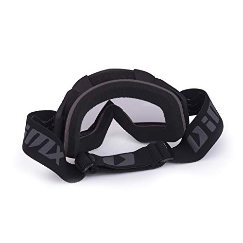 iMX Gafas Mud | Lente transparente | Correa con estampado de silicona | Espuma de tres capas | Incluye una lente | Motocross Enduro Mtb Downhill Freeride, Negro mate, one size