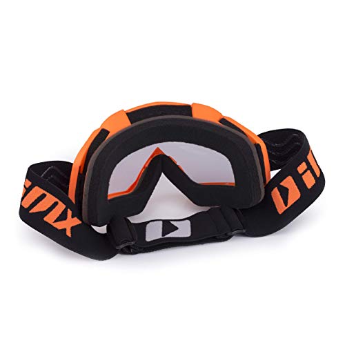 iMX Gafas Mud | Lente transparente | Correa con estampado de silicona | Espuma de tres capas | Incluye una lente | Motocross Enduro Mtb Downhill Freeride, orange matt, one size