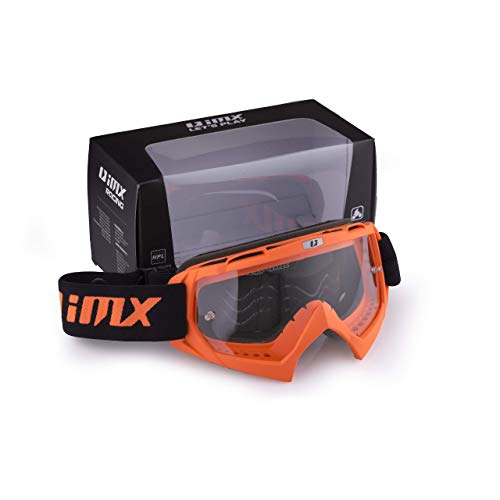 iMX Gafas Mud | Lente transparente | Correa con estampado de silicona | Espuma de tres capas | Incluye una lente | Motocross Enduro Mtb Downhill Freeride, orange matt, one size