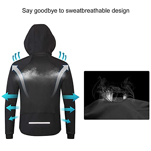 INBIKE Chaqueta Cortavientos Softshell Cálida Para Invierno Cazadora Resistente Al Viento y Agua Con Capucha Extraíble y Forro Polar Suave Para Trekking Senderismo Escalada Ciclismo Running(3XL)