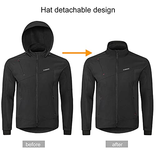 INBIKE Chaqueta Cortavientos Softshell Cálida Para Invierno Cazadora Resistente Al Viento y Agua Con Capucha Extraíble y Forro Polar Suave Para Trekking Senderismo Escalada Ciclismo Running(3XL)