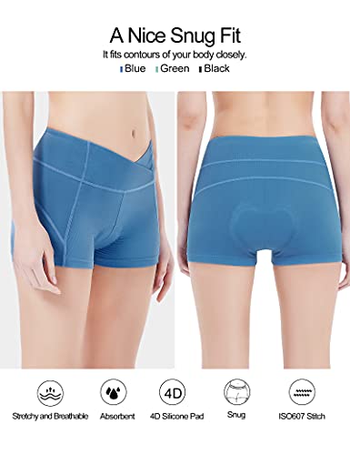 INBIKE Culotes De Ciclismo para Mujer Ropa Interior Pantalones Cortos Bicicleta con Badana Gel(Azul,S)