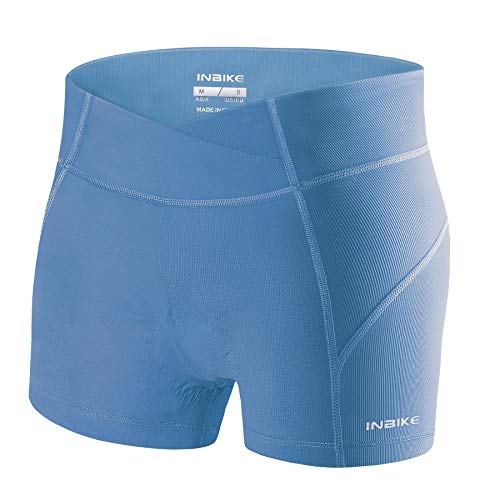 INBIKE Culotes De Ciclismo para Mujer Ropa Interior Pantalones Cortos Bicicleta con Badana Gel(Azul,S)