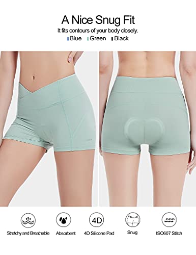 INBIKE Culotes De Ciclismo para Mujer Ropa Interior Pantalones Cortos Bicicleta con Badana Gel(Verde,L)