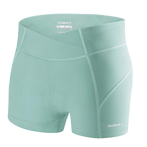 INBIKE Culotes De Ciclismo para Mujer Ropa Interior Pantalones Cortos Bicicleta con Badana Gel(Verde,L)