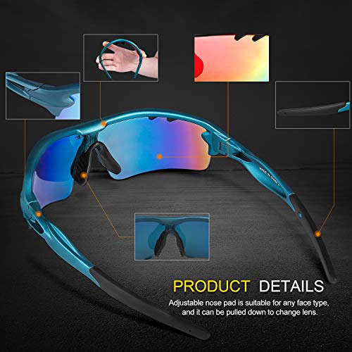 INBIKE Gafas De Sol Polarizadas para Ciclismo con 5 Lentes Intercambiables UV400 Y Montura De TR-90, Gafas para MTB Bicicleta Montaña 100% De Protección UV