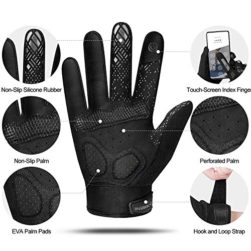 INBIKE Guantes Bicicleta Hombre Guantes Ciclismo Táctil con Acolchado De EVA Gel Antideslizante Protector De TPR(MC020)