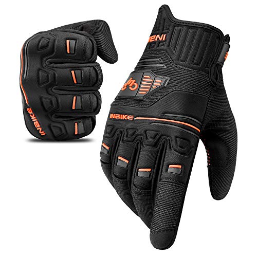 INBIKE Guantes Bicicleta Montaña Bici MTB Protección Largos Ciclismo Hombre Mujer Resistente Invierno Verano Pantalla Táctil Naranja L