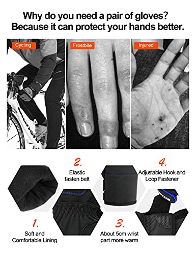 INBIKE Guantes Calientes De Ciclismo De Invierno, Guantes De Pantalla Táctil para Hombre con Dedos Completos Cortavientos E Impermeable(Azul,XL)