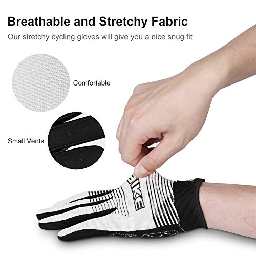 INBIKE Guantes de Ciclismo MTB Dedo Largo Transpirable Pantalla Táctil Antideslizante Amortiguación y para Ciclismo de Montaña Descenso Hombres Damas(Blanco,XL)