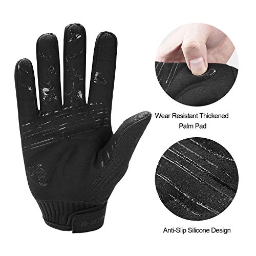 INBIKE Guantes MTB Dedos Largos para Hombre con La Funcionalidad De Pantalla Táctil, Guantes De Ciclismo Bicicleta Montaña Ciclista Bici Btt para Entretiempo(Negro-M)