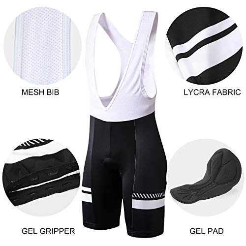 INBIKE Roapa Ciclismo con 3D Acolchado De Gel, Maillot Ciclismo + Pantalon/Culotte Bicicleta Transpirable Elástico Secado Rápido (Blanco,M)