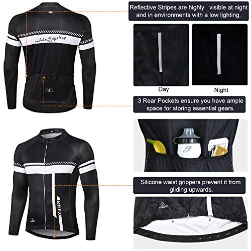 INBIKE Ropa Ciclismo Hombre De Entretiempo con 3D Acolchado De Gel, Conjunto Culotte Traje Largo Ciclismo Calentita Cortavientos, Maillot Ciclismo + Pantalon/Culote Bicicleta(Maillot+Pantalon,XXL)