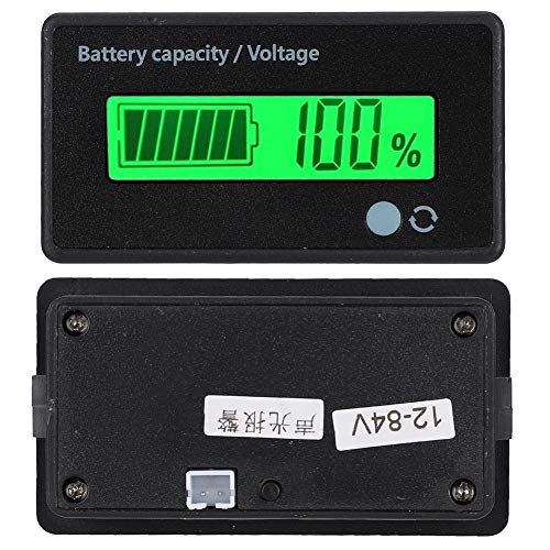 Indicador de Calibre del Monitor de Voltaje de Capacidad de la Batería, PVC a Prueba de Agua Botones Dobles GY-6D Medidor de Batería Probador de Capacidad de Batería para Scooter Ebike(Luz Verde)