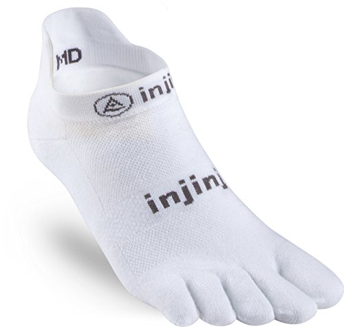 Injinji Men's Run Original Weight No Show Toesocks, Hombre, 202110WHG, blanco, L