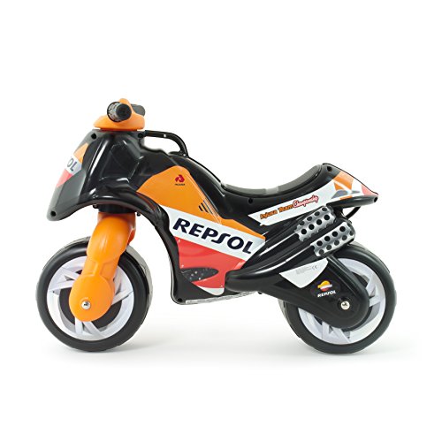 INJUSA - Moto Correpasillos Neox Repsol Color Negro con Decoración Permanente, Ruedas Anchas de Plástico y Asa de Transporte Recomendado a Niños +18 Meses