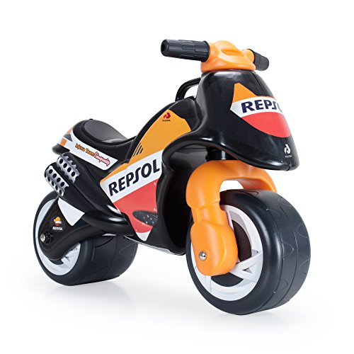 INJUSA - Moto Correpasillos Neox Repsol Color Negro con Decoración Permanente, Ruedas Anchas de Plástico y Asa de Transporte Recomendado a Niños +18 Meses