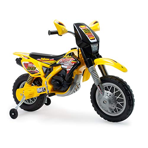 INJUSA - Moto Cross Thunder Max a Batería 12V con Acelerador en Puño y Bandas de Goma en las Ruedas Recomendada a Niños +3 Años