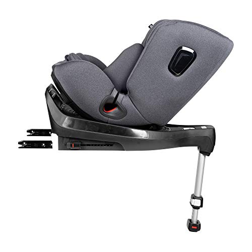 Innovaciones MS Roma 1843 - Silla de Coche Grupo 0/1/2/3 (0-36Kg), Giratoria 360 y Pata de Apoyo, Gris