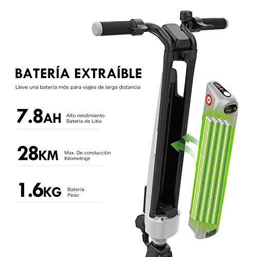 Inomile Patentado Estructura de Seguridad Nuevo diseño Scooter eléctrico 350w, Carga 120kg, Scooter Plegable con aprobación de Carretera (Abe) Fabricado en Aluminio de aviación (Blanco)