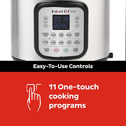 Instant Pot Duo Crisp + Air Fryer 5.7L Multicooker 11 en 1 Cocina a presión, saltea, cocina al vapor, cocina a fuego lento, sousvides, calienta, fríe al aire, asa, hornea, asa y deshidrata.
