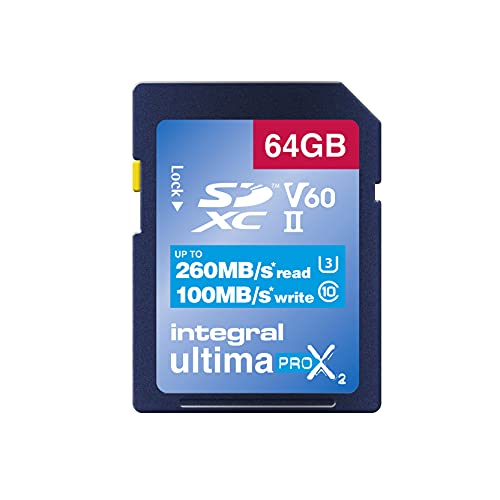 Integral Memory Tarjeta SD UHS-II de 64GB V60 de hasta 260 MB de Velocidad de Lectura y 100 MB de Velocidad de Escritura SDXC Profesional de Alta Velocidad
