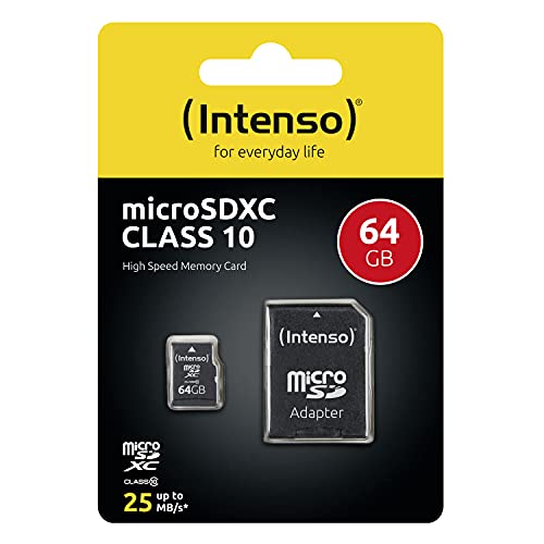 Intenso 3413490 - Adaptador para tarjeta Micro SDXC 64 GB (class 10 incl, 40 MB/s) color negro