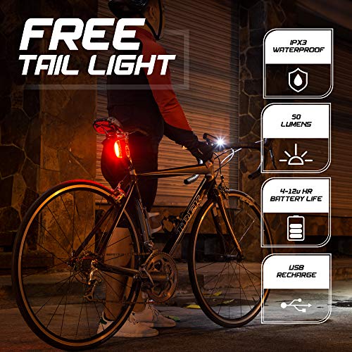 INTERLUME GTX1000 Smart Bike Headlight USB Rechargeable - Super Bright 1000 Lumens Bicycle Headlight - IPX6 Waterproof MTB Road Commuter Front Cycle Light by Apace Vision