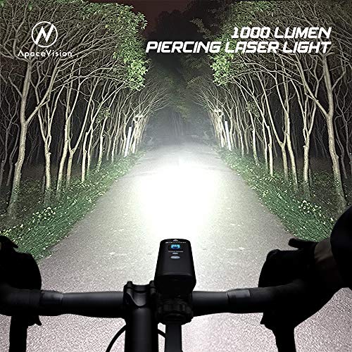 INTERLUME GTX1000 Smart Bike Headlight USB Rechargeable - Super Bright 1000 Lumens Bicycle Headlight - IPX6 Waterproof MTB Road Commuter Front Cycle Light by Apace Vision