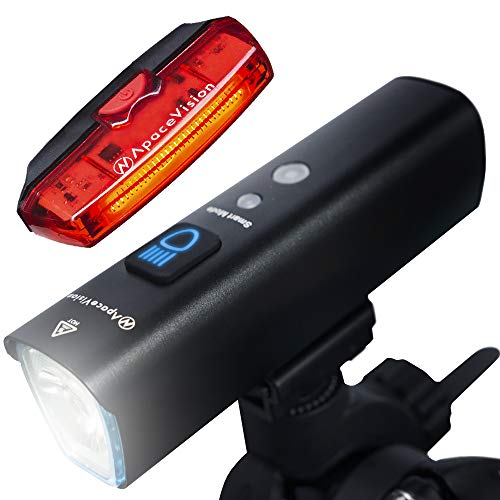INTERLUME GTX1000 Smart Bike Headlight USB Rechargeable - Super Bright 1000 Lumens Bicycle Headlight - IPX6 Waterproof MTB Road Commuter Front Cycle Light by Apace Vision