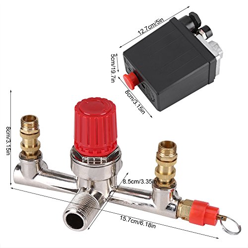 Interruptor De Presión Del Compresor De Aire Válvula De Seguridad De Doble Calibre Control De Presión Con Regulador De Presión De 120 Psi